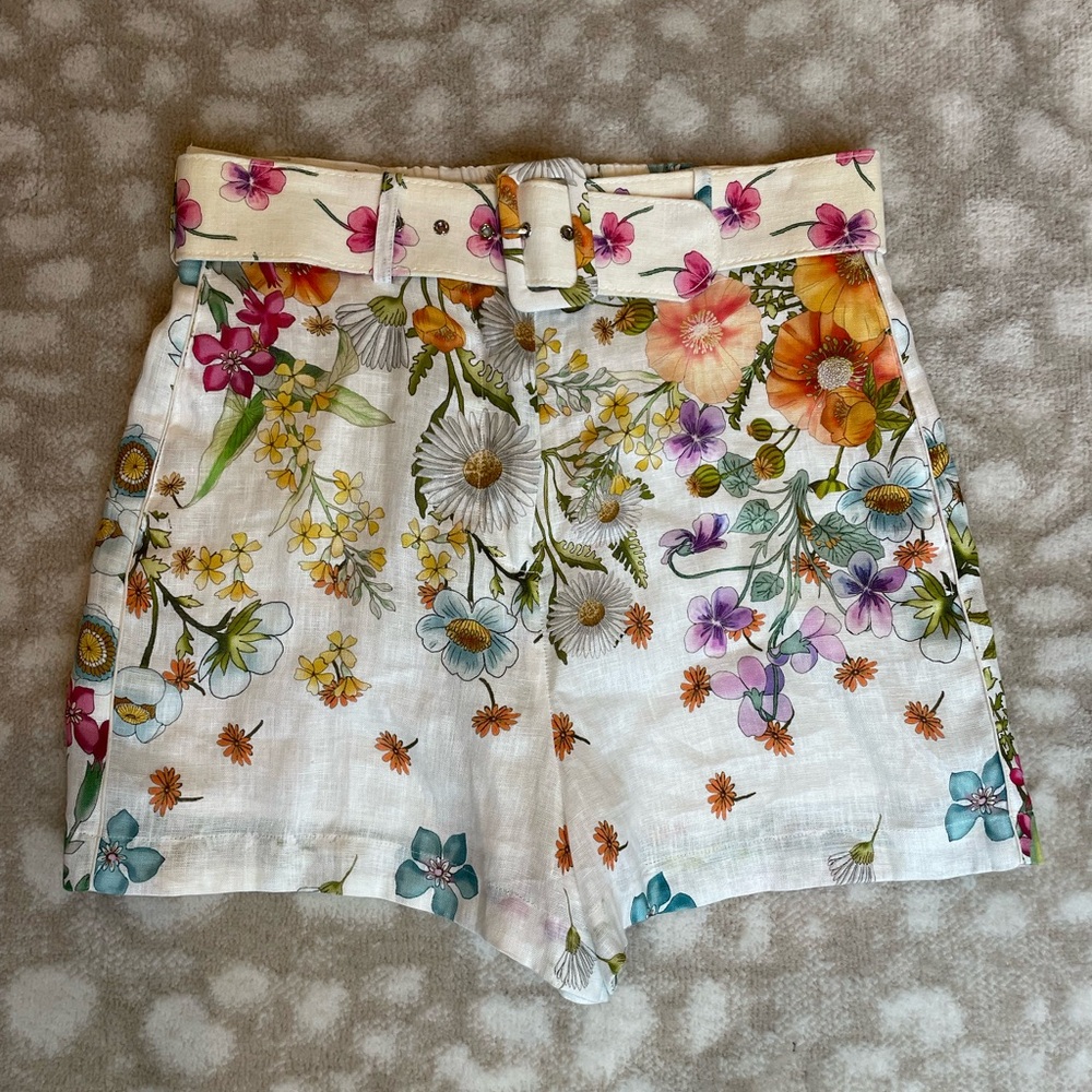 Johnny Was Linen Floral Shorts